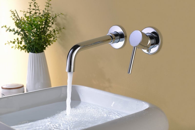 Sumerain Wall Mount Bathroom Faucets,Single Handle with Brass Rough-in Valve in Modern Chrome Finish,1/2 NPT Standard Thread for US - Image 2